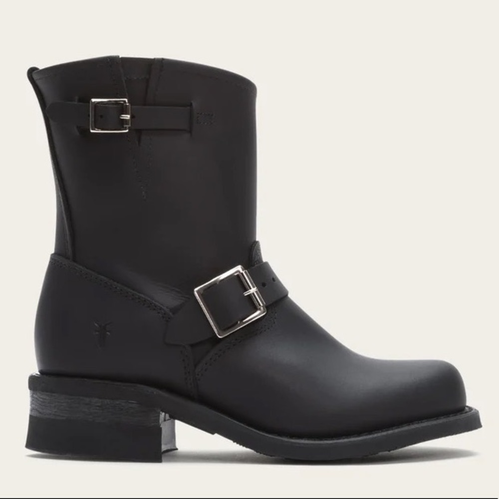 Frye Engineer 8R Buckle Moto Boot in Black